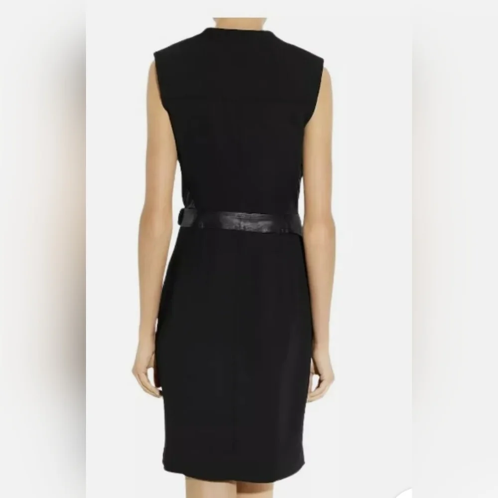 ALEXANDER WANG Leather and stretch-crepe wrap dressSize 4.